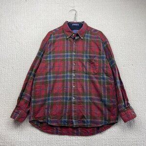Pendleton Shirt Mens *XL* Red Button Up 100% Pure virgin Wool Plaid Flannel Read